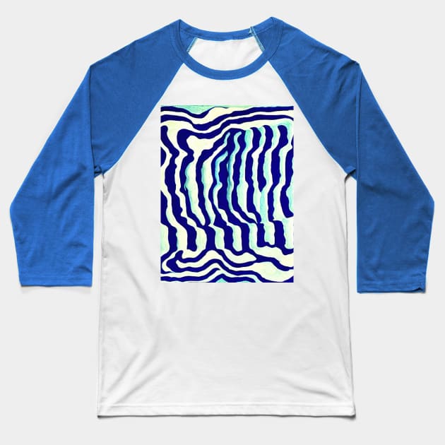 Background blue wavy strokes Baseball T-Shirt by Alekxemko